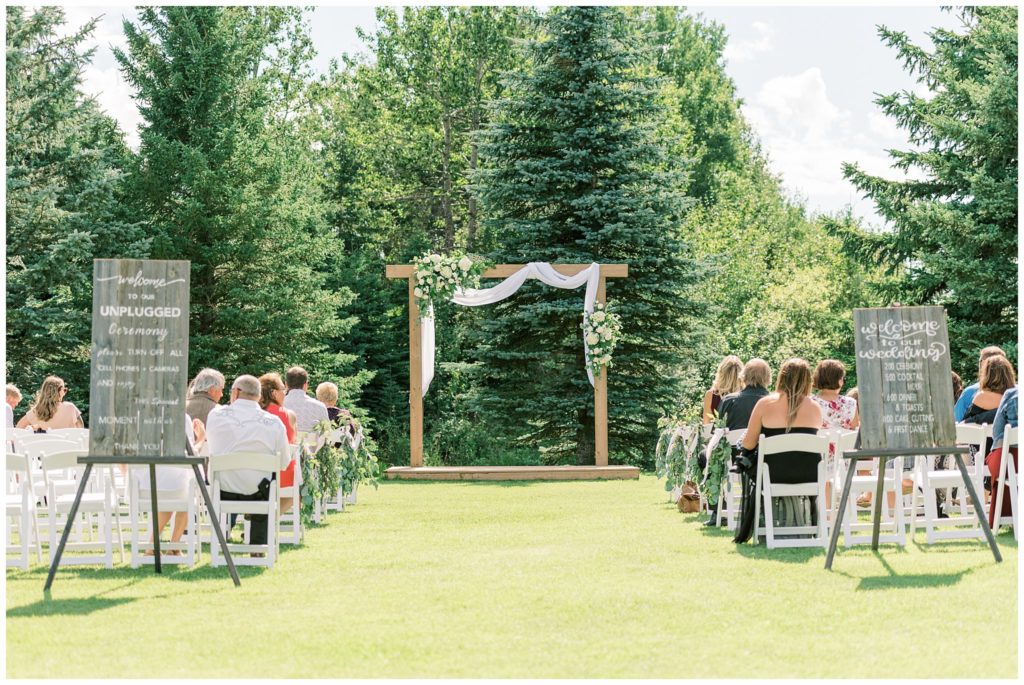Pine and Pond wedding ceremony Alberta