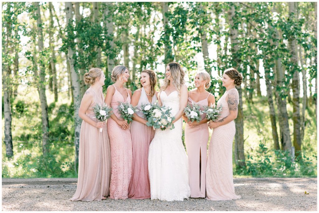 Bride and bridesmaids at Pine and Pond wedding venue