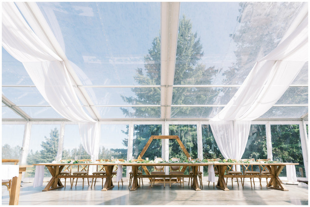 Pine and Pond wedding reception tent